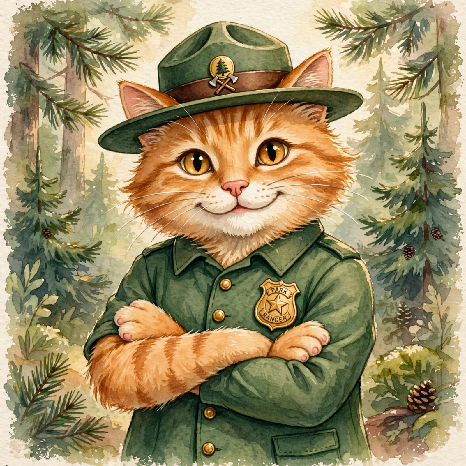 Ranger Biscuit, orange tabby park ranger